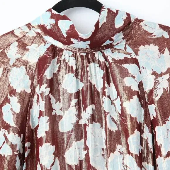 Tanya Taylor Hannah Brown floral lame Dress Size 10 - Picture 6 of 12